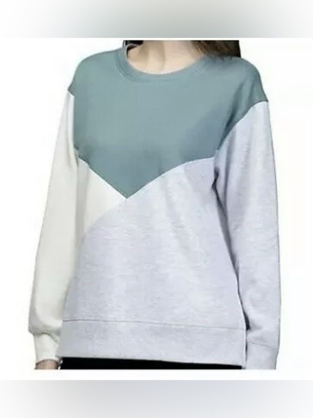 Green Tea XXL Sage color-block sweatshirt